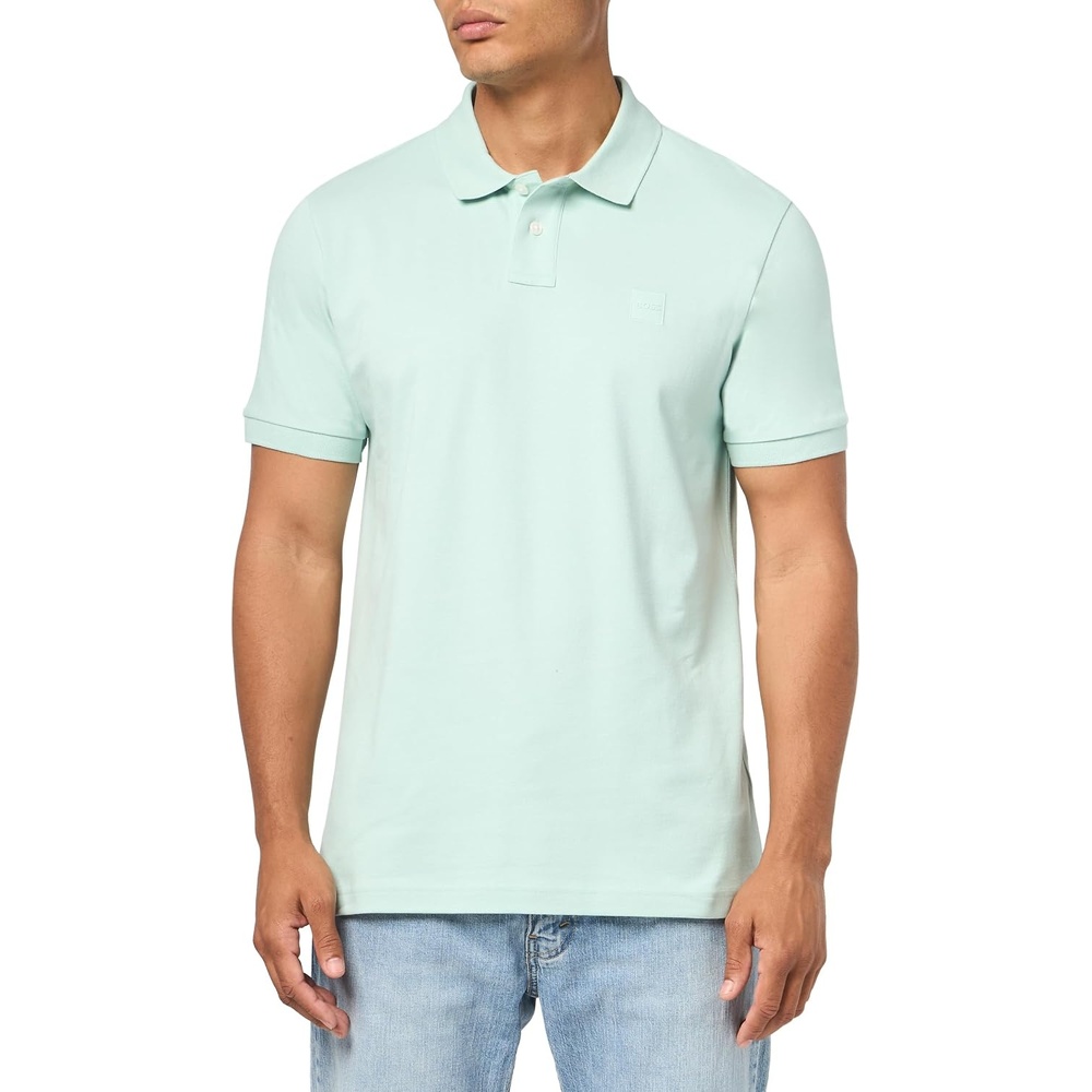 image:imageBOSS Mens Square Patch Logo Slim Fit Pique Polo ShirtMint Green