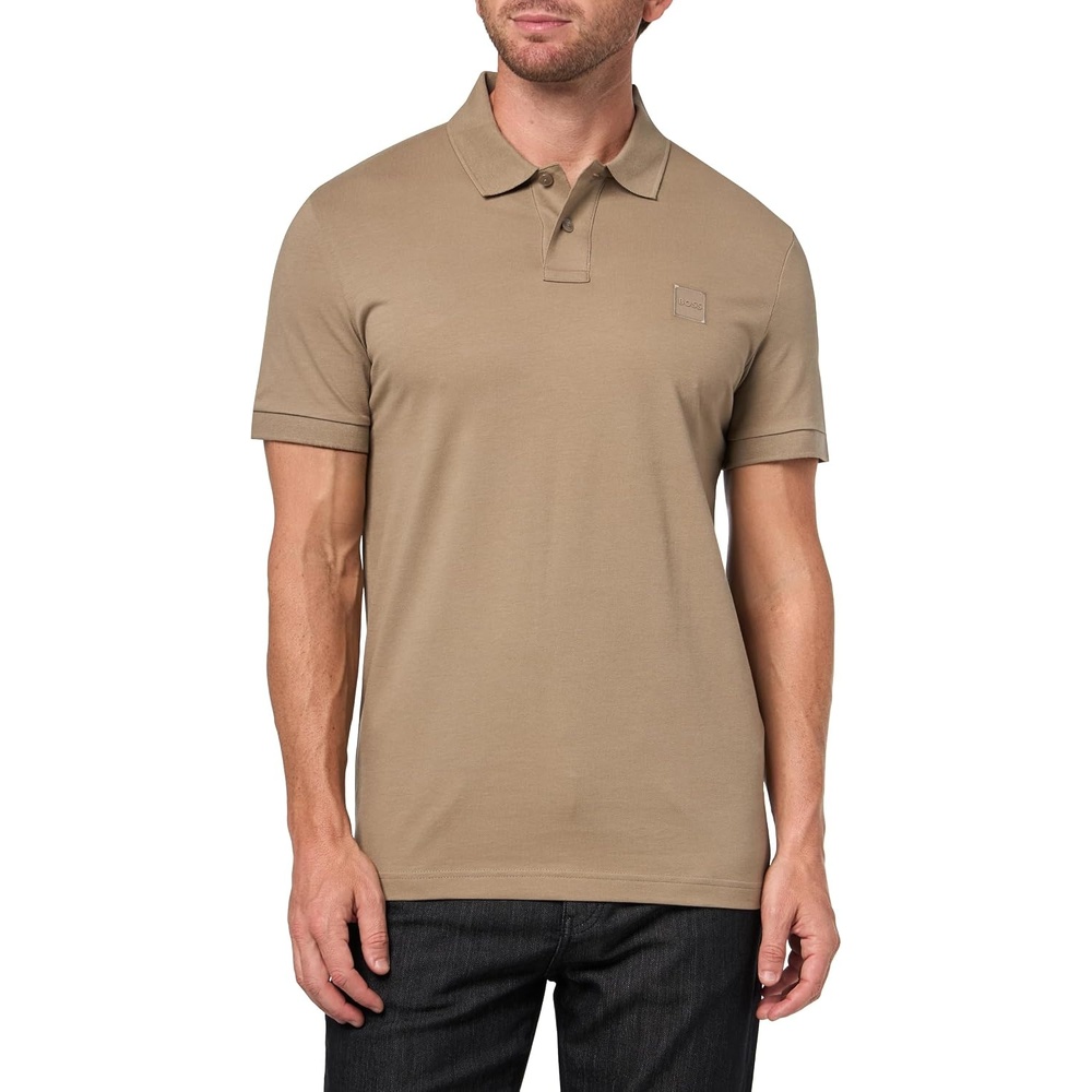 image:imageBOSS Mens Square Patch Logo Slim Fit Pique Polo ShirtOlive Night