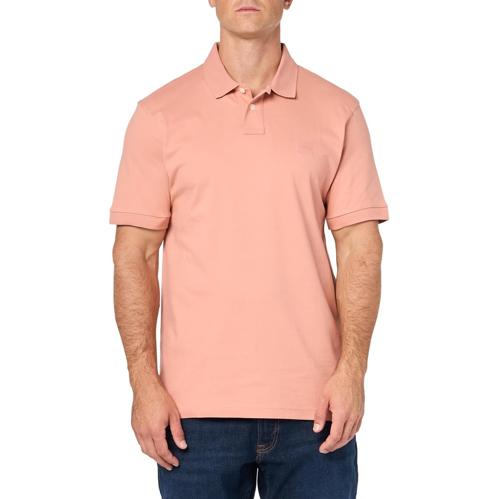image:imageBOSS Mens Square Patch Logo Slim Fit Pique Polo ShirtRose Dawn