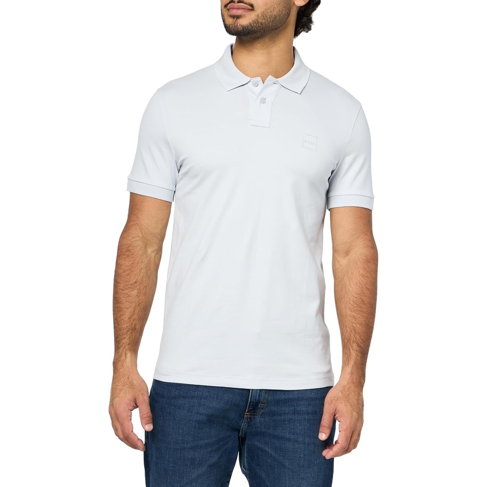 image:imageBOSS Mens Square Patch Logo Slim Fit Pique Polo ShirtShark Tooth