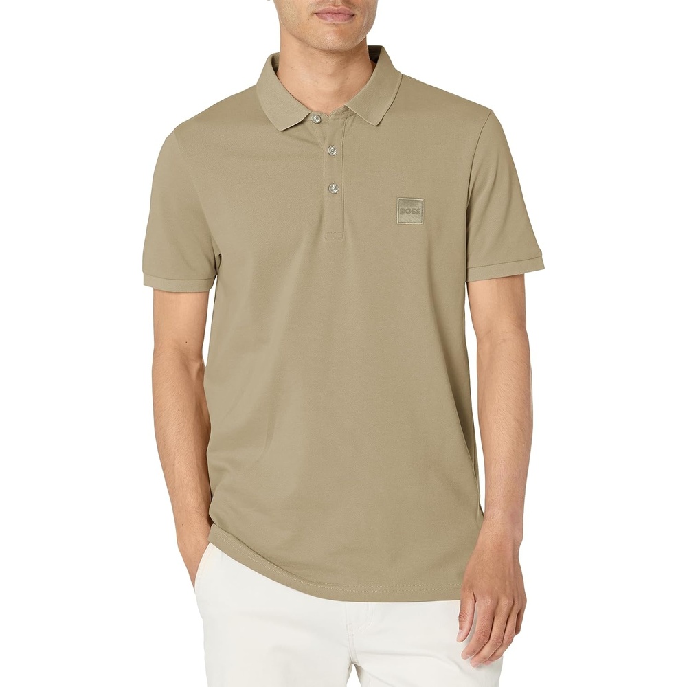 image:imageBOSS Mens Square Patch Logo Slim Fit Pique Polo ShirtTrout Green