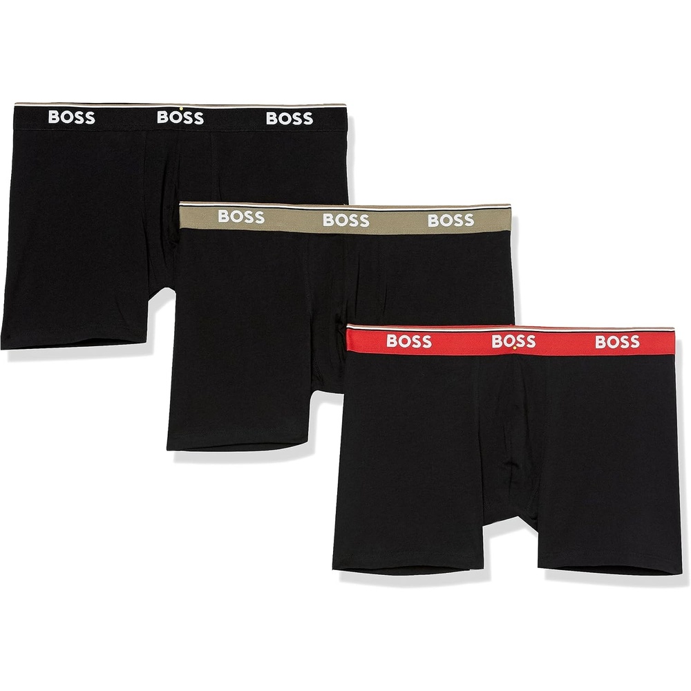 image:imageBOSS Mens Stretch Cotton Boxer Briefs 3 PackBlack GreaseBlack GreaseBlackGrease