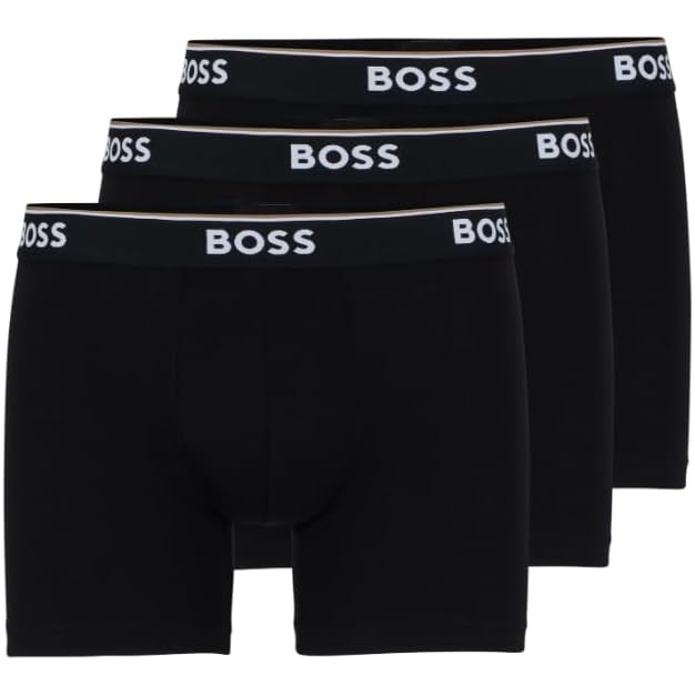 image:imageBOSS Mens Stretch Cotton Boxer Briefs 3 PackEbony Black
