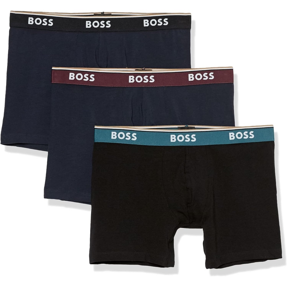 image:imageBOSS Mens Stretch Cotton Boxer Briefs 3 PackPeacockCoalCoal
