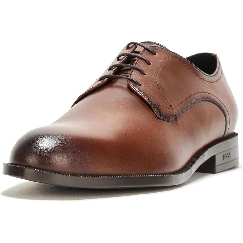 image:imageBOSS Mens Tayil Smooth Leather Derby Dress ShoeTwig Basket Brown