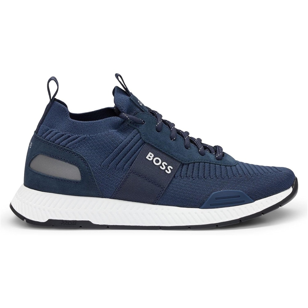 image:imageBOSS Mens Titanium Runn TTNM EVO SuedeTrim Trainers in a Sock Style SizeDark Blue