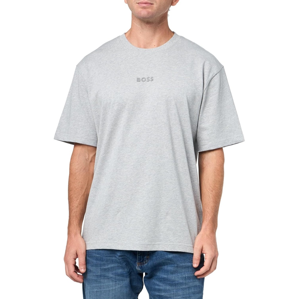 image:imageBOSS Mens Tonal Center Logo Cotton TShirtGlossy Asphalt