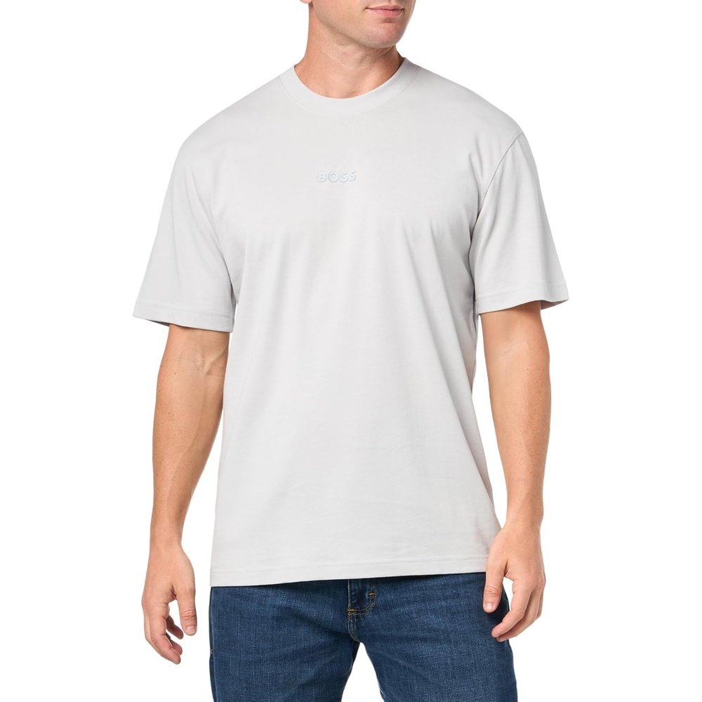 image:imageBOSS Mens Tonal Center Logo Cotton TShirtHigh Rise Grey