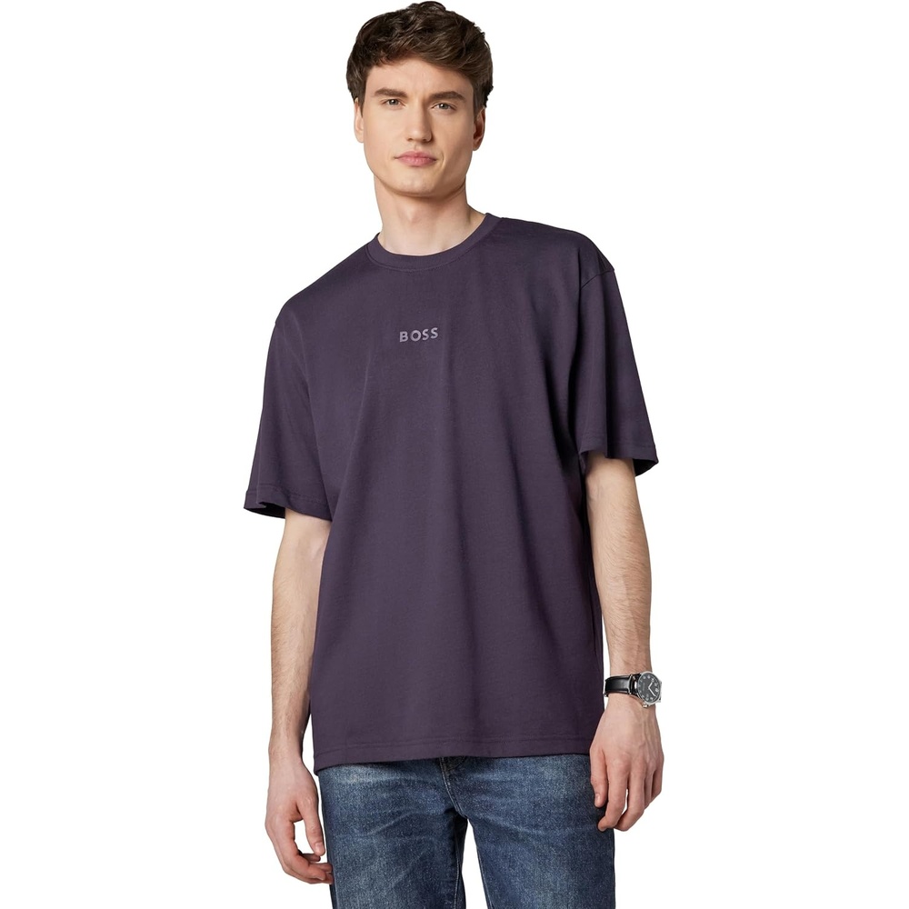 image:imageBOSS Mens Tonal Center Logo Cotton TShirtNightshade Purple