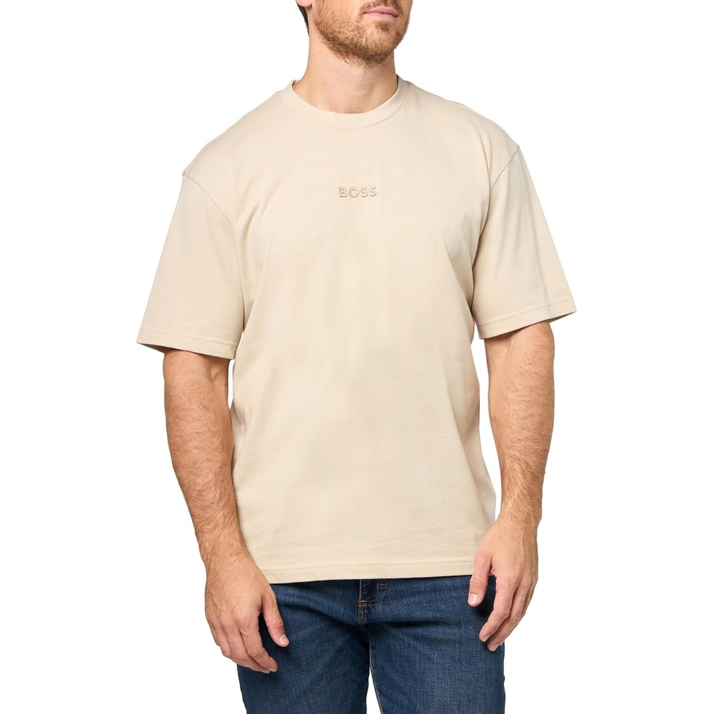 image:imageBOSS Mens Tonal Center Logo Cotton TShirtPeyote Beige
