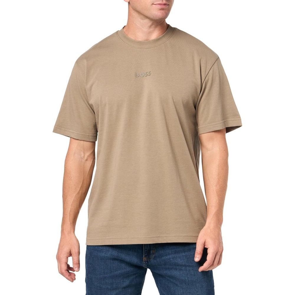 image:imageBOSS Mens Tonal Center Logo Cotton TShirtTeak Beige