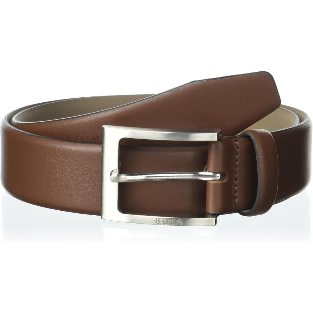 image:imageBOSS Mens Tonal Logo Buckle Smooth Leather BeltBurnt Caramel