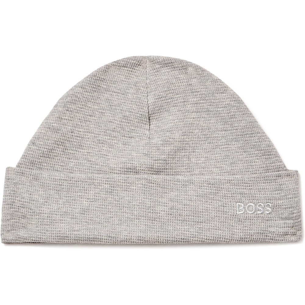 image:imageBOSS Mens Tonal Logo Waffle Structure BeanieGrey Cement