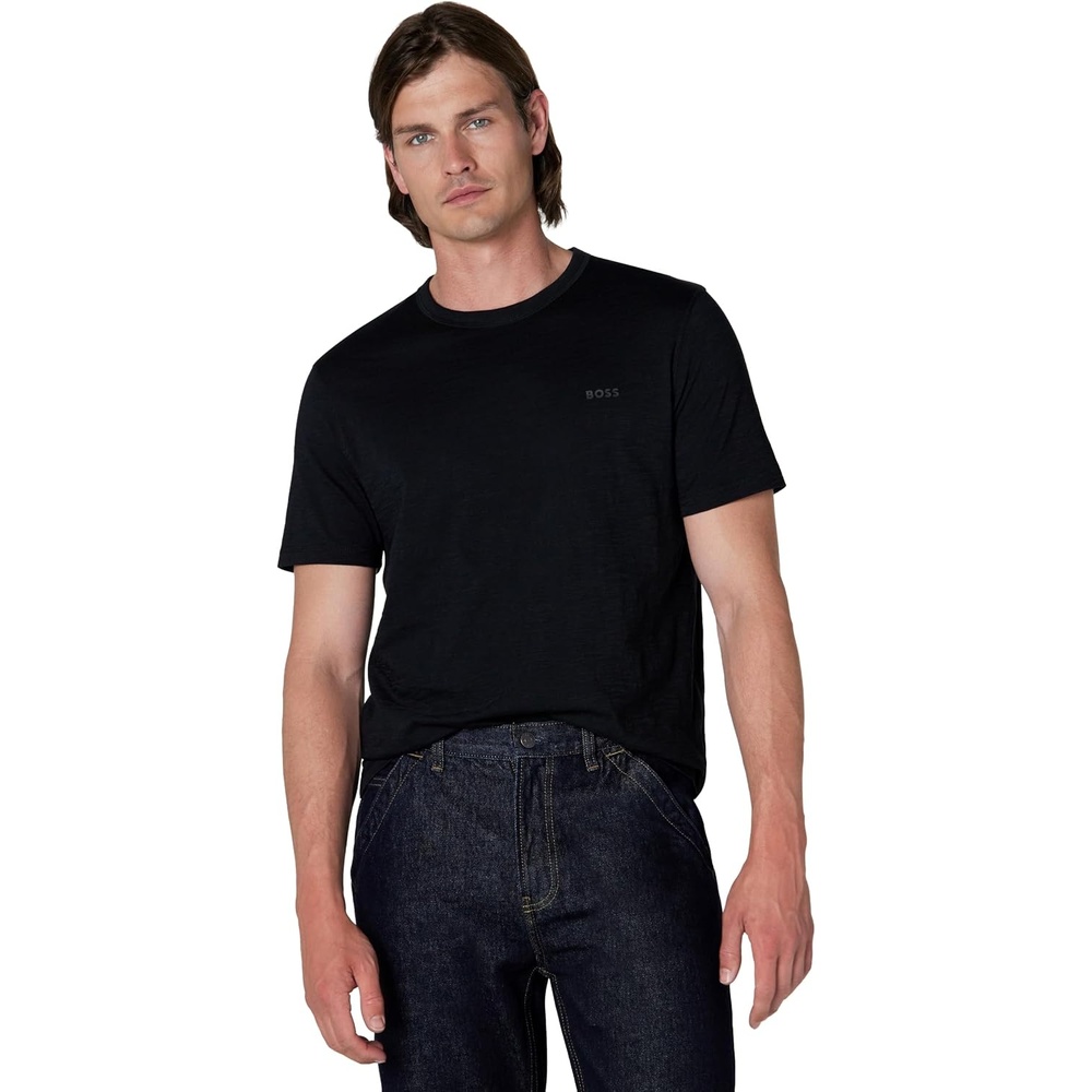 image:imageBOSS Mens Tonal Square Patch Logo Jersey TShirtBlack Magnolia