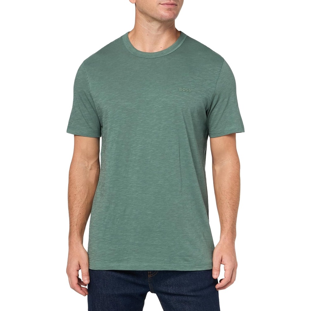 image:imageBOSS Mens Tonal Square Patch Logo Jersey TShirtCucumber Green