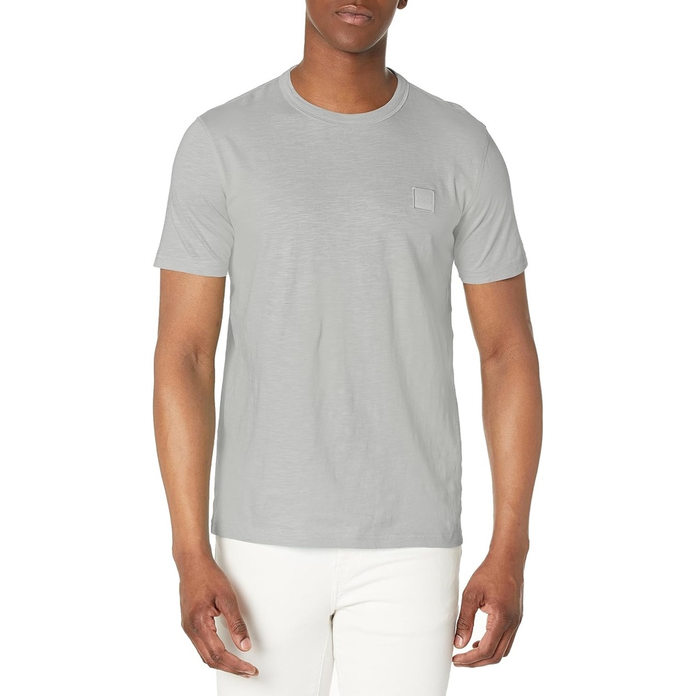 image:imageBOSS Mens Tonal Square Patch Logo Jersey TShirtHigh Rise Grey