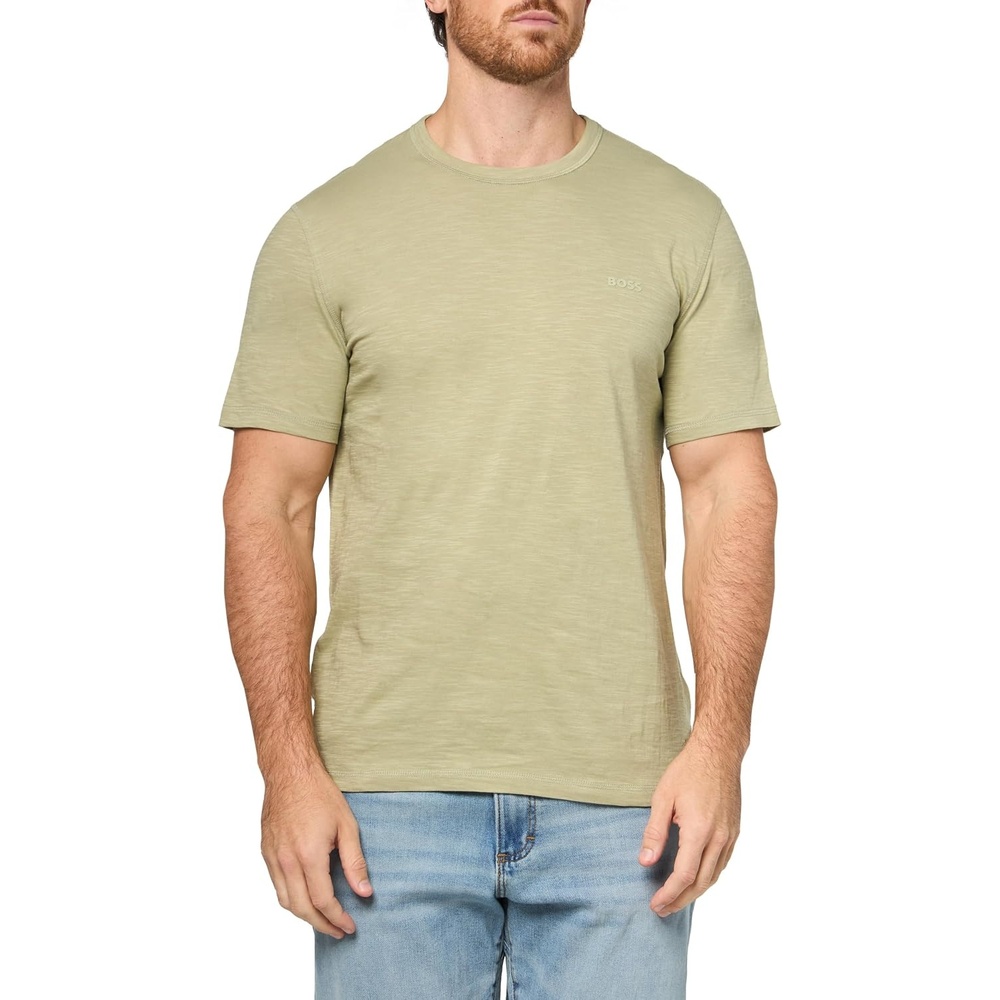 image:imageBOSS Mens Tonal Square Patch Logo Jersey TShirtMoss Green