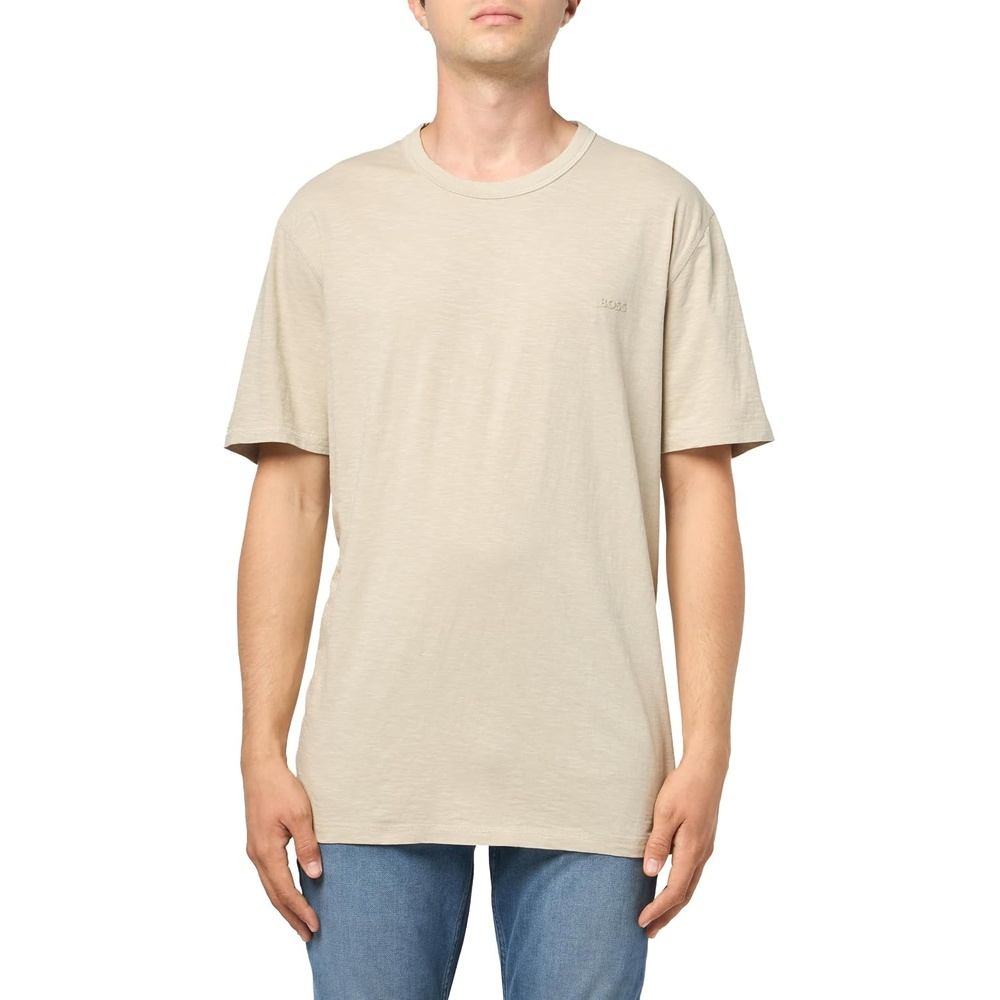 image:imageBOSS Mens Tonal Square Patch Logo Jersey TShirtNavajo Cream