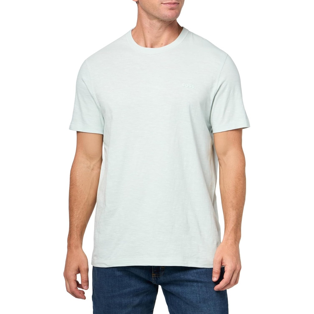 image:imageBOSS Mens Tonal Square Patch Logo Jersey TShirtOpen Air Blue