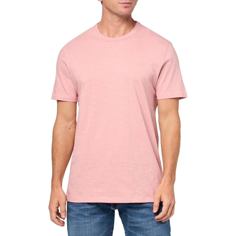 image:imageBOSS Mens Tonal Square Patch Logo Jersey TShirtPink Chalk