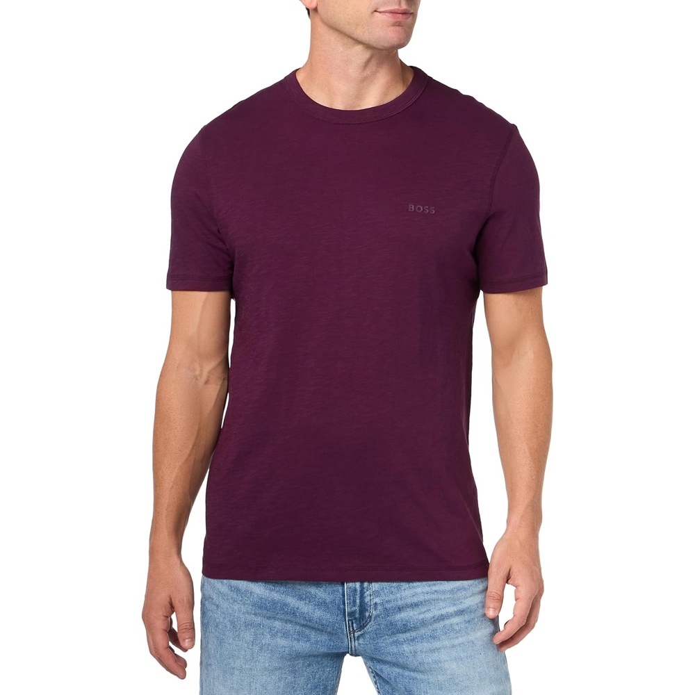 image:imageBOSS Mens Tonal Square Patch Logo Jersey TShirtPotent Purple