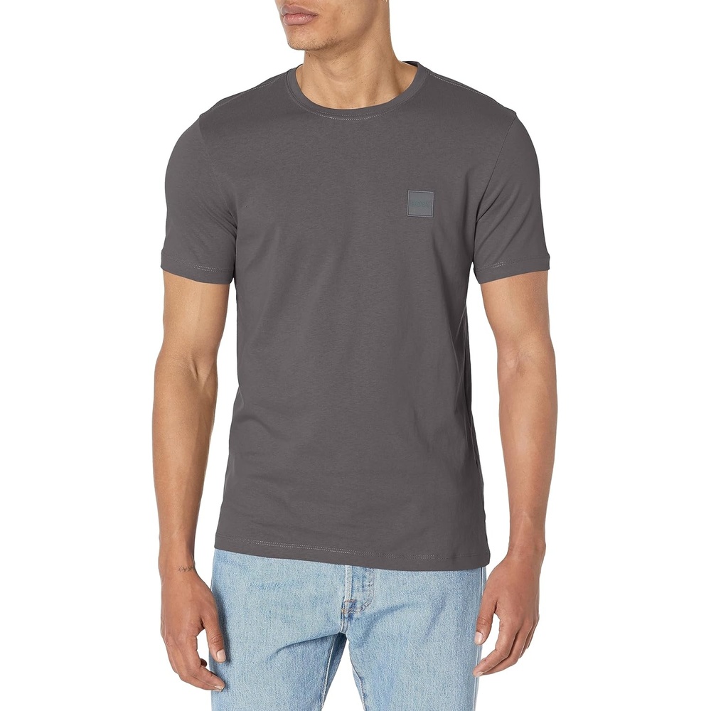 image:imageBOSS Mens Tonal Woven Patch Logo Jersey TShirtAsphault Grey