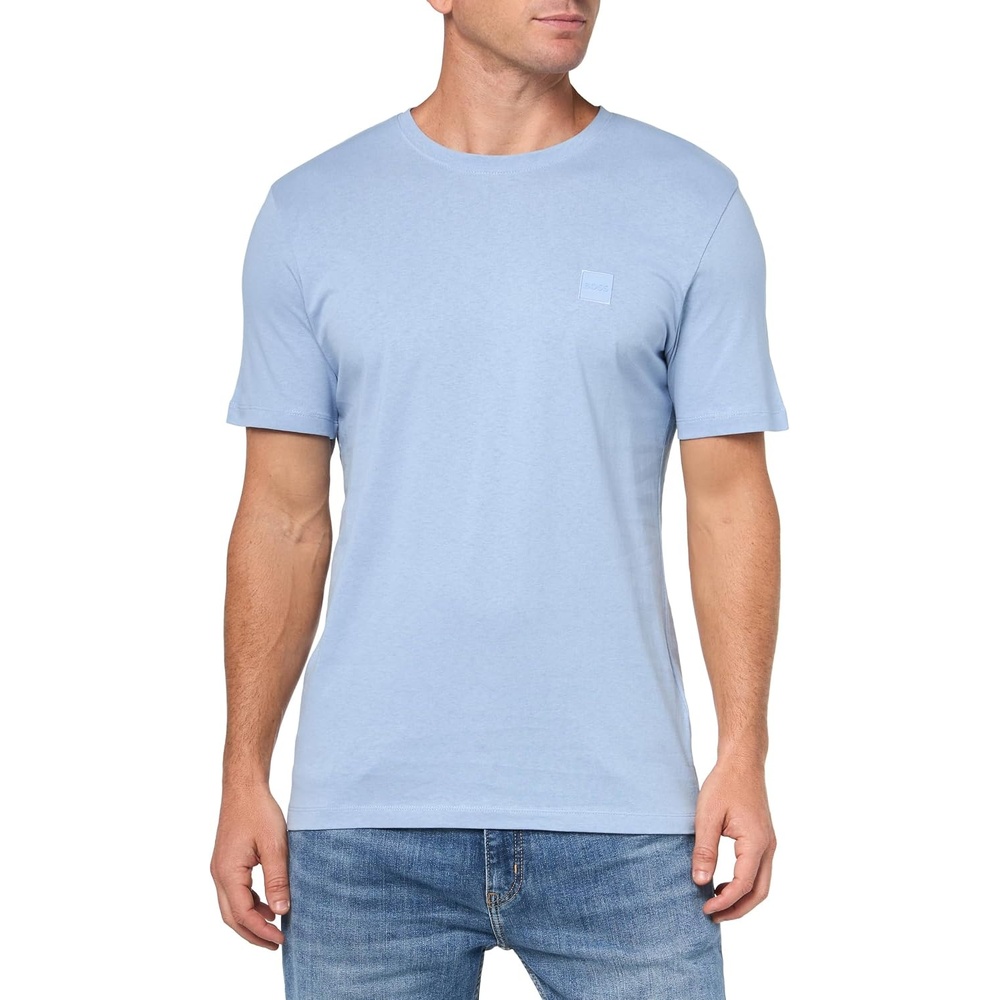 image:imageBOSS Mens Tonal Woven Patch Logo Jersey TShirtExplorer Blue