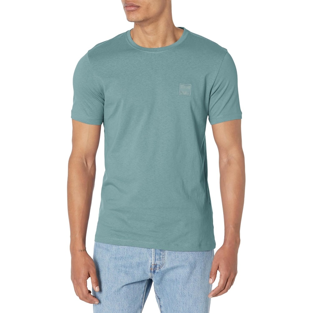 image:imageBOSS Mens Tonal Woven Patch Logo Jersey TShirtGoblin Green