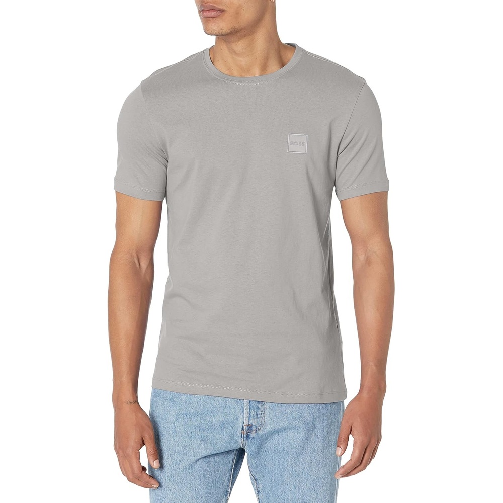 image:imageBOSS Mens Tonal Woven Patch Logo Jersey TShirtGriffin Grey