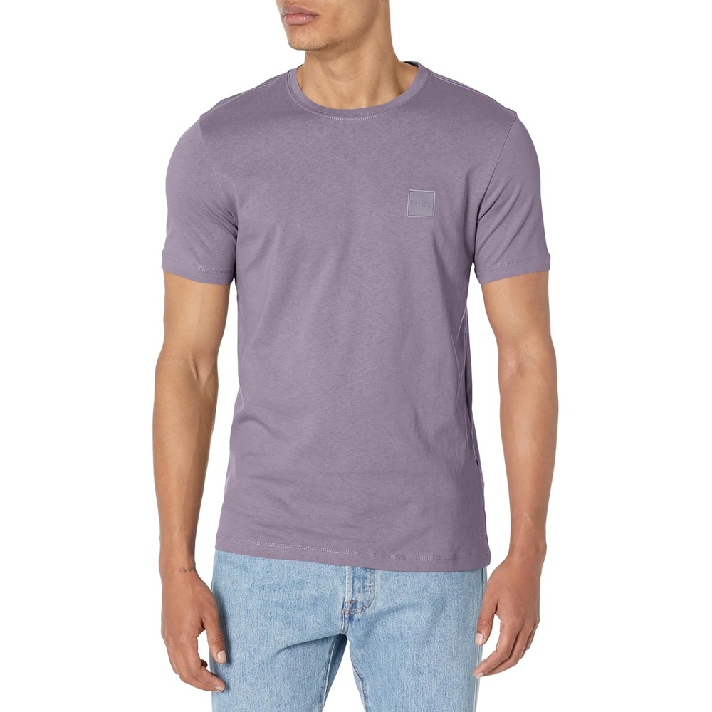 image:imageBOSS Mens Tonal Woven Patch Logo Jersey TShirtPurple Sage