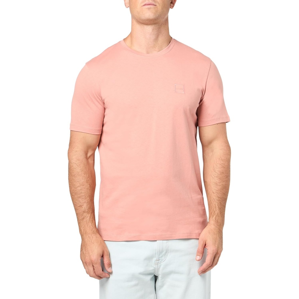 image:imageBOSS Mens Tonal Woven Patch Logo Jersey TShirtRose Dawn