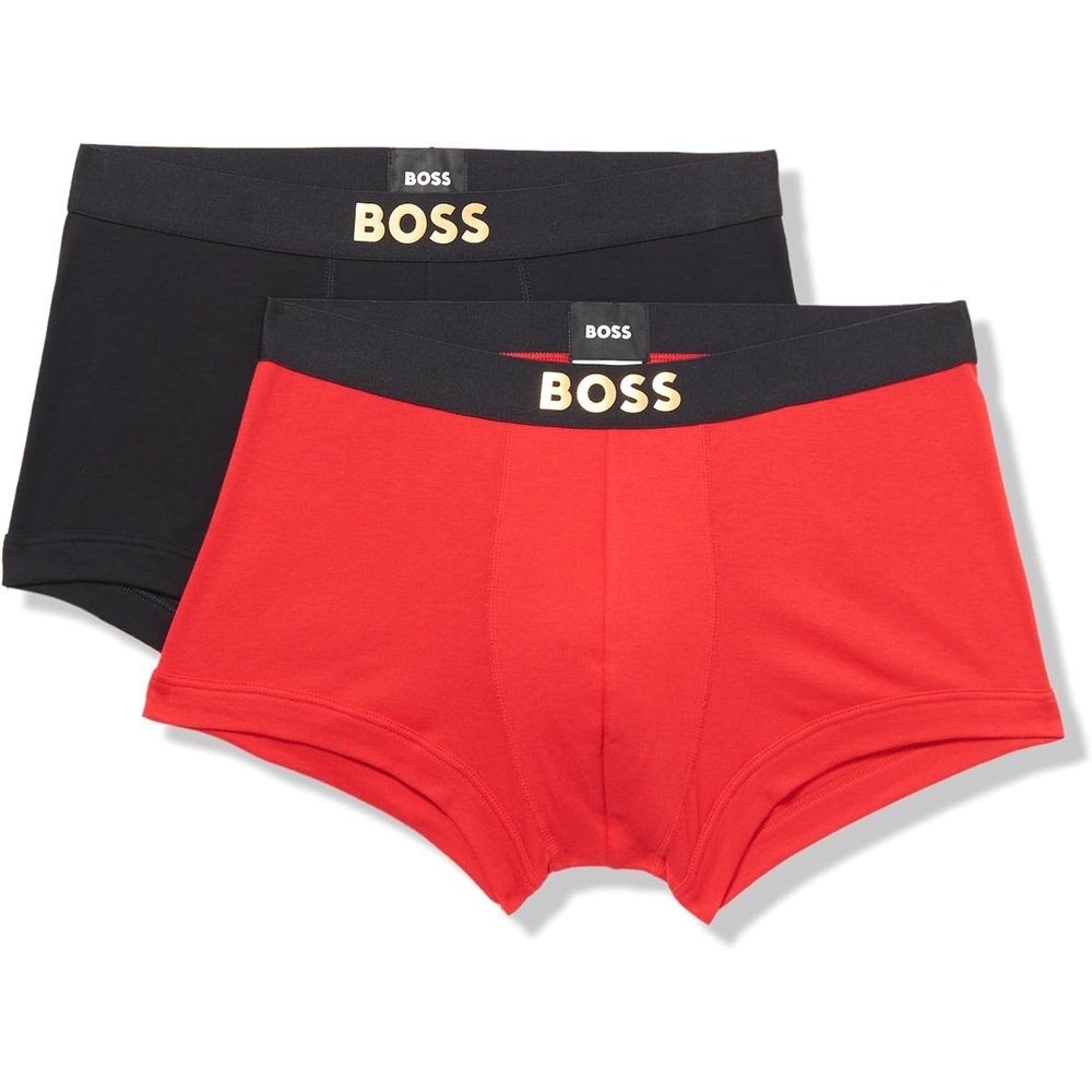 image:imageBOSS Mens Two Pack Metallic Logo Rib TrunkRedBlack Crow