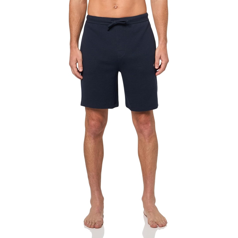 image:imageBOSS Mens Waffle Contrast Logo Lounge ShortsInk Blue