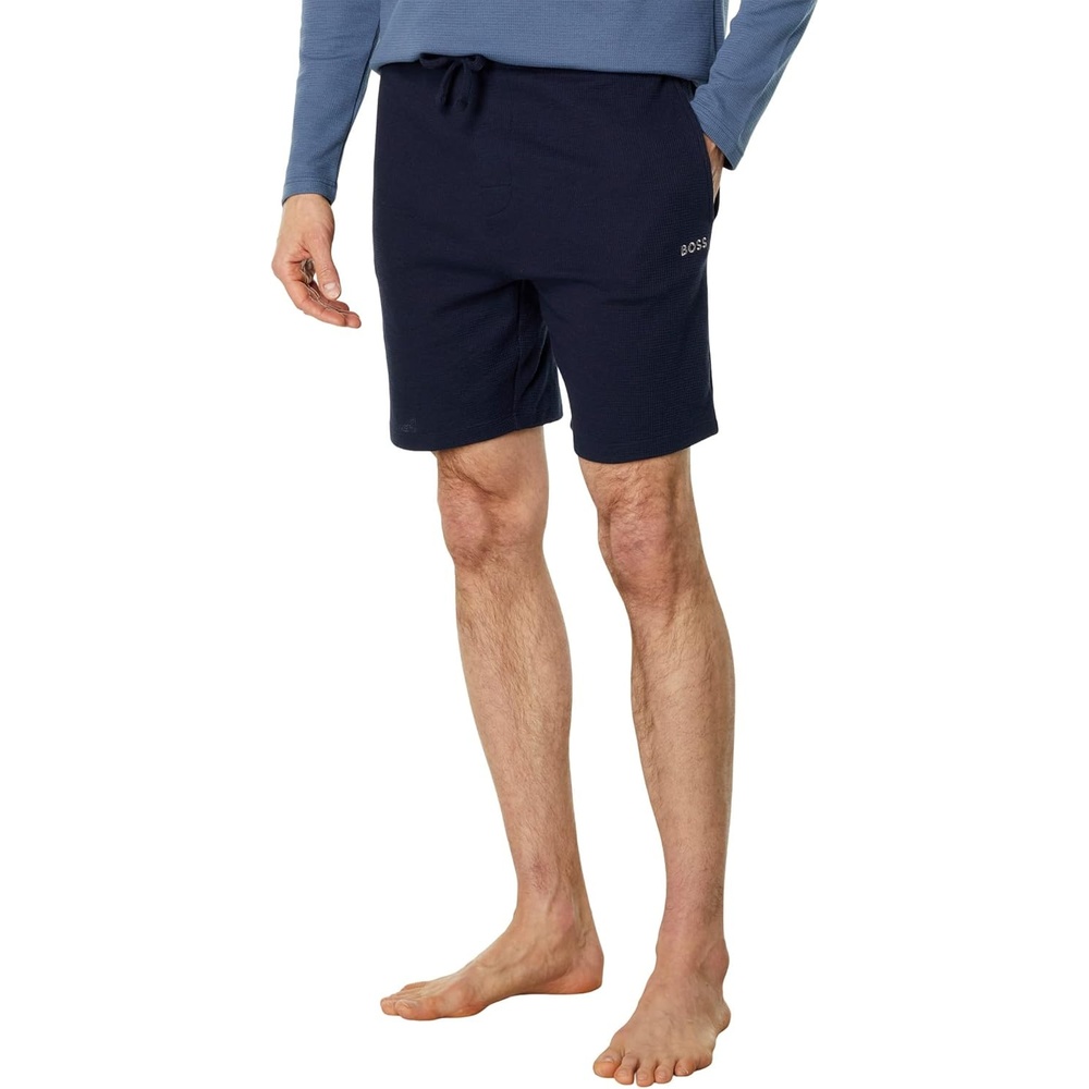 image:imageBOSS Mens Waffle Contrast Logo Lounge ShortsRoyal Peacock