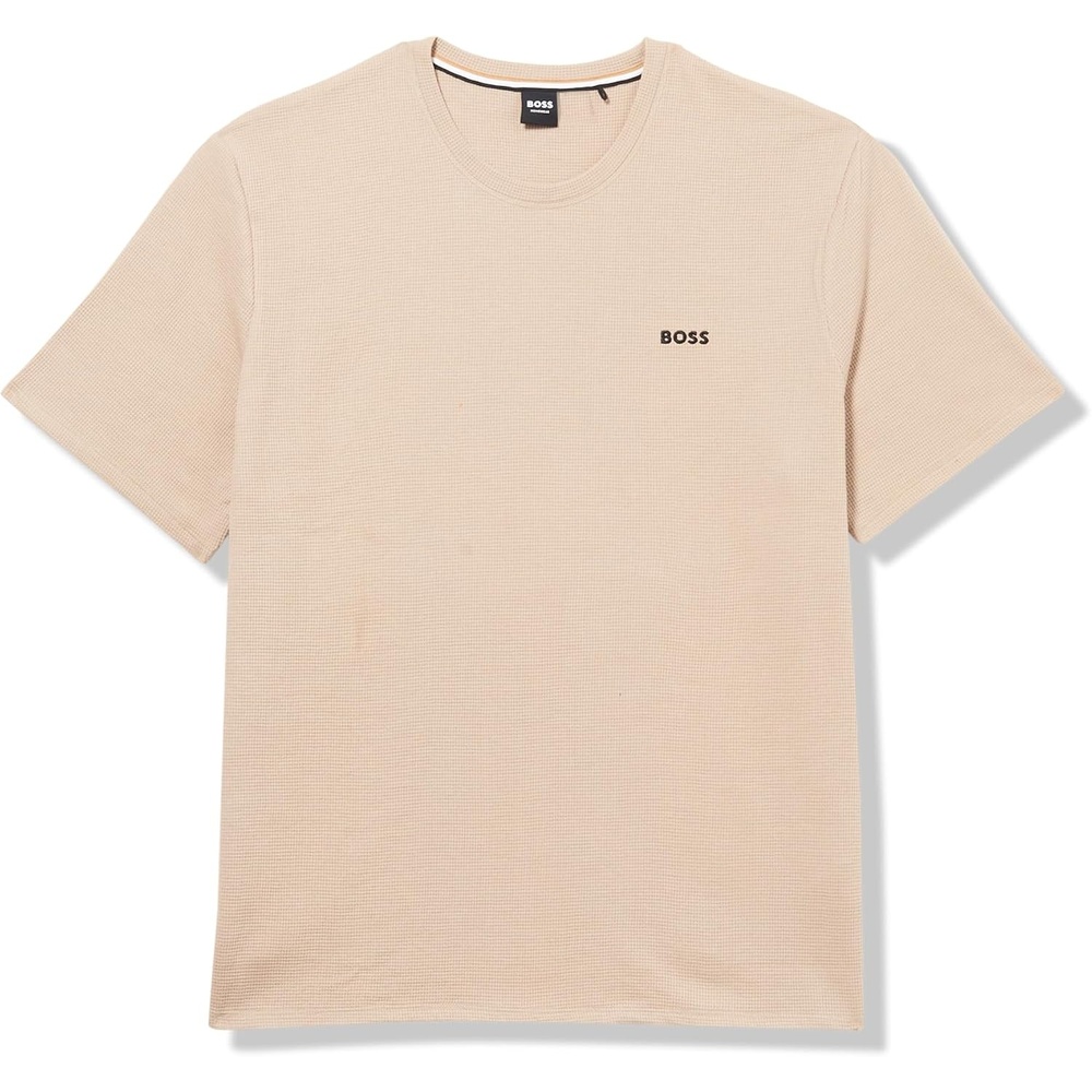 image:imageBOSS Mens Waffle Contrast Logo ShortSleeve TShirtAluminum Taupe