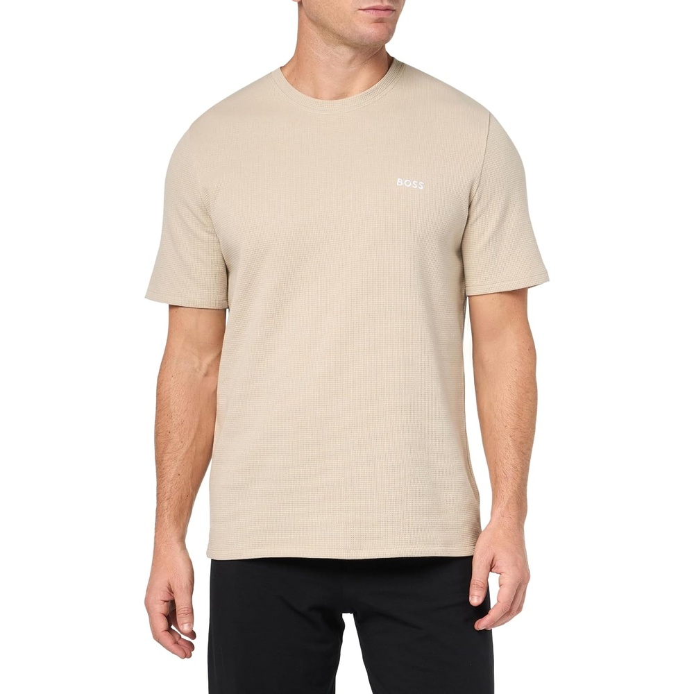 image:imageBOSS Mens Waffle Contrast Logo ShortSleeve TShirtMilky Way
