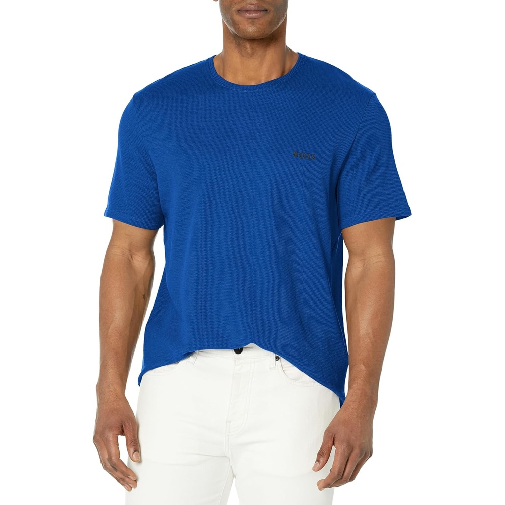 image:imageBOSS Mens Waffle Contrast Logo ShortSleeve TShirtSodalite Blue