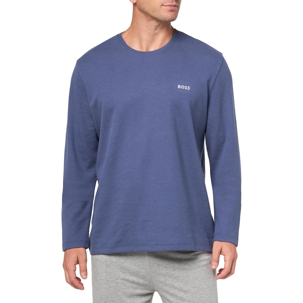 image:imageBOSS Mens Waffle Long Sleeve ShirtBlue Corn