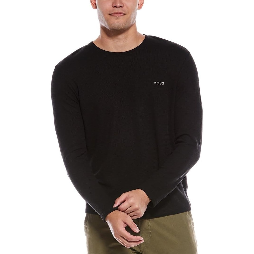 image:imageBOSS Mens Waffle Long Sleeve ShirtCoal
