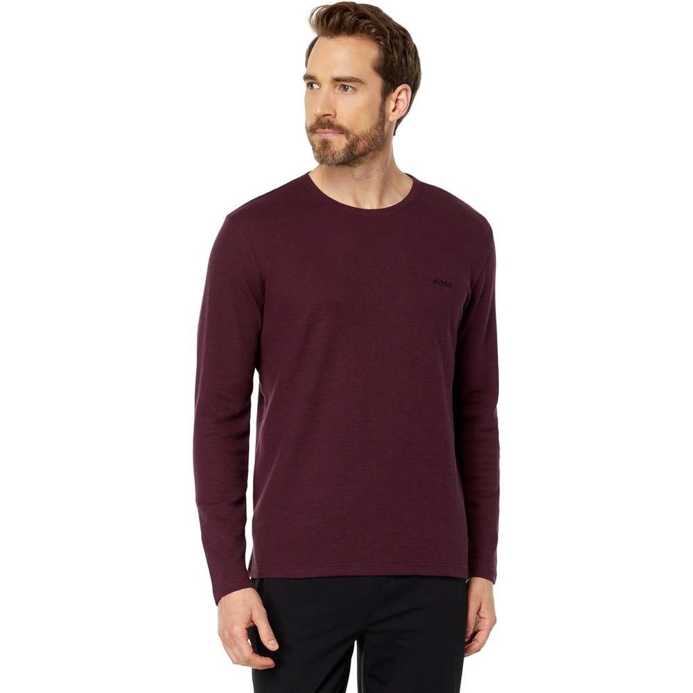 image:imageBOSS Mens Waffle Long Sleeve ShirtEggplant