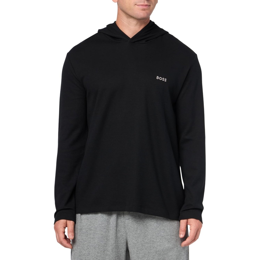 image:imageBOSS Mens Waffle Long Sleeve ShirtOuter Space Black