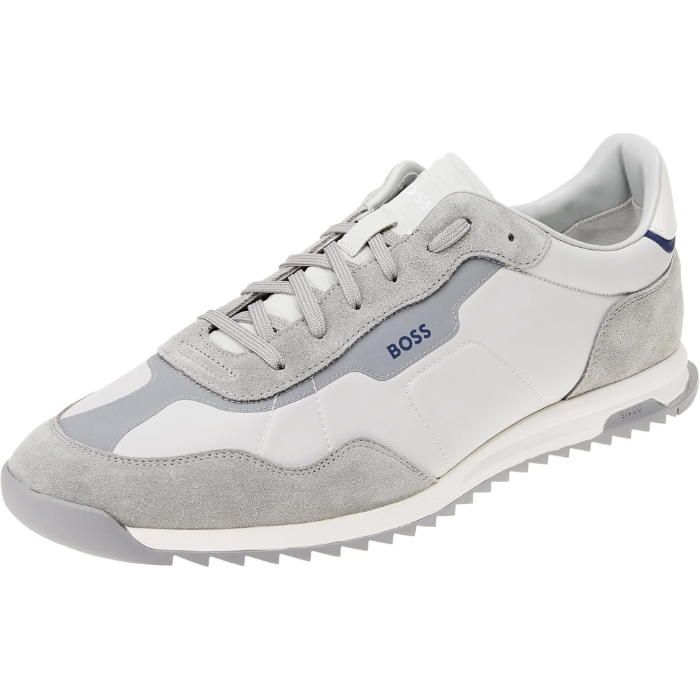 image:imageBOSS Mens Zayn Low Profile Suede Leather Two Tone Sneaker054 LightPastel Grey