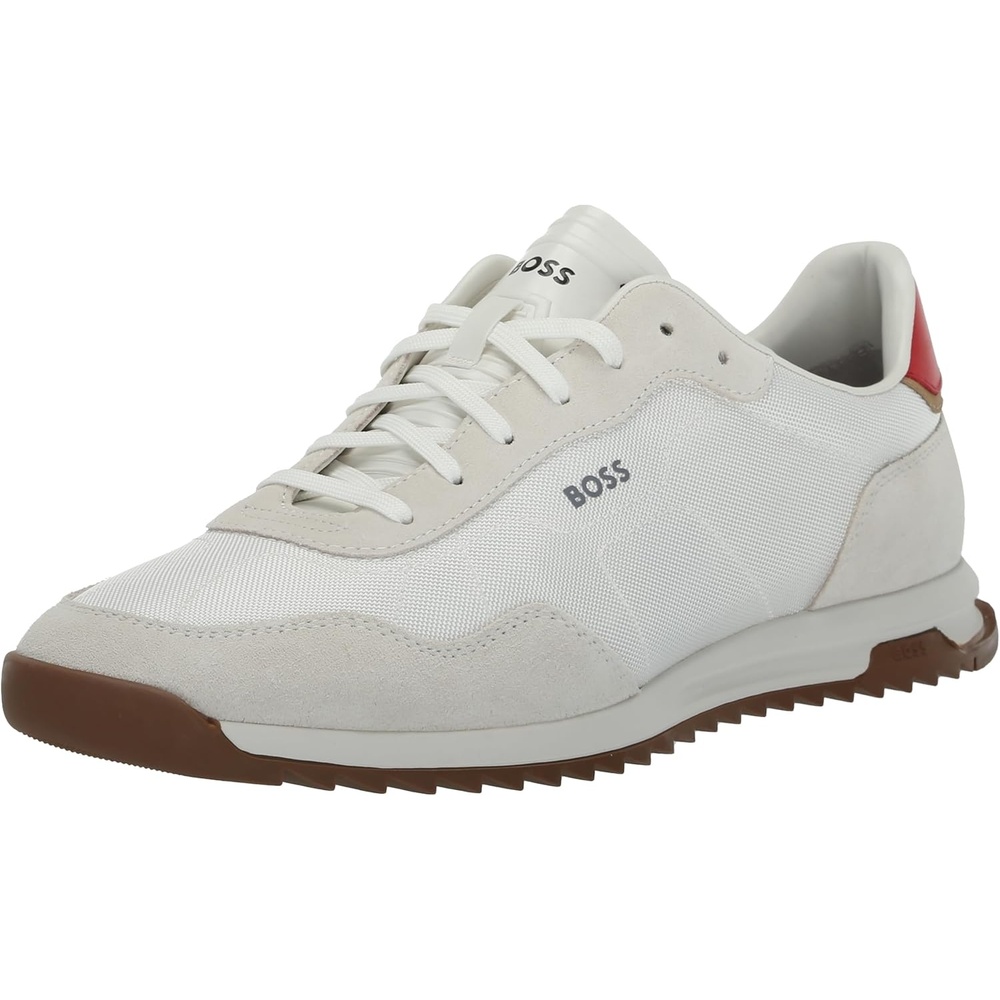 image:imageBOSS Mens Zayn Low Profile Suede Leather Two Tone SneakerAlmond Milk