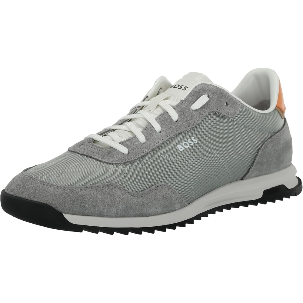 image:imageBOSS Mens Zayn Low Profile Suede Leather Two Tone SneakerHigh Rise Grey