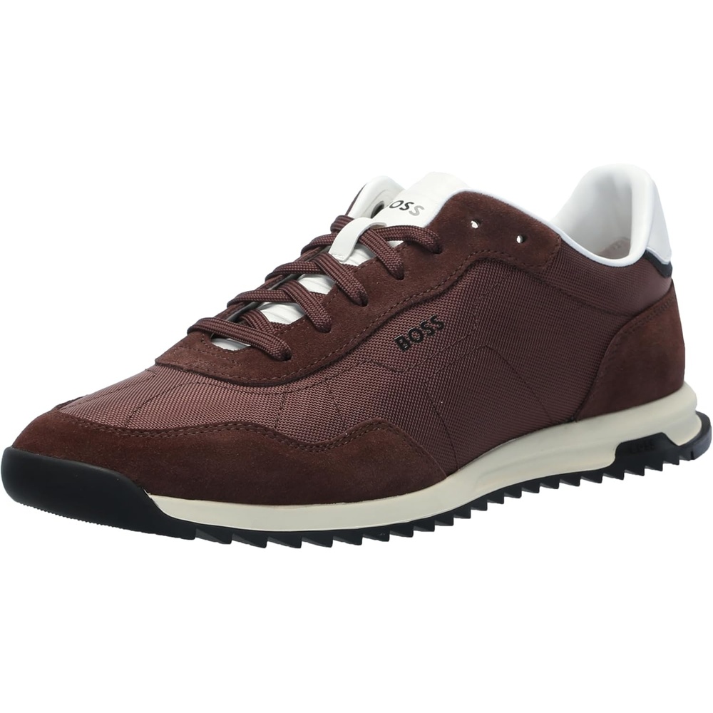 image:imageBOSS Mens Zayn Low Profile Suede Leather Two Tone SneakerPlum Red
