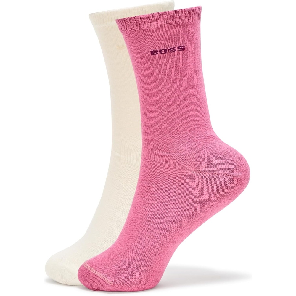 image:imageBOSS Womens 2pack Solid Regular SocksRed Violet  Off White