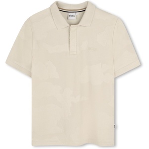 BOSS Boys’ Boys Short Sleeve Polo Kids Short Sleeve Cotton Classic Fit Polo(Off-white)