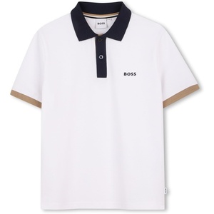 BOSS Boys Boys Short Sleeve Polo Kids Short Sleeve Cotton Classic Fit Polo(White)
