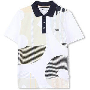 BOSS Boys’ Boys Short Sleeve Polo Kids Short Sleeve Cotton Classic Fit Polo(White)