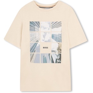BOSS Boys’ Boys Short Sleeves Tee-Shirt Kids Cotton Graphic Short Sleeve T Shirt(Sand)